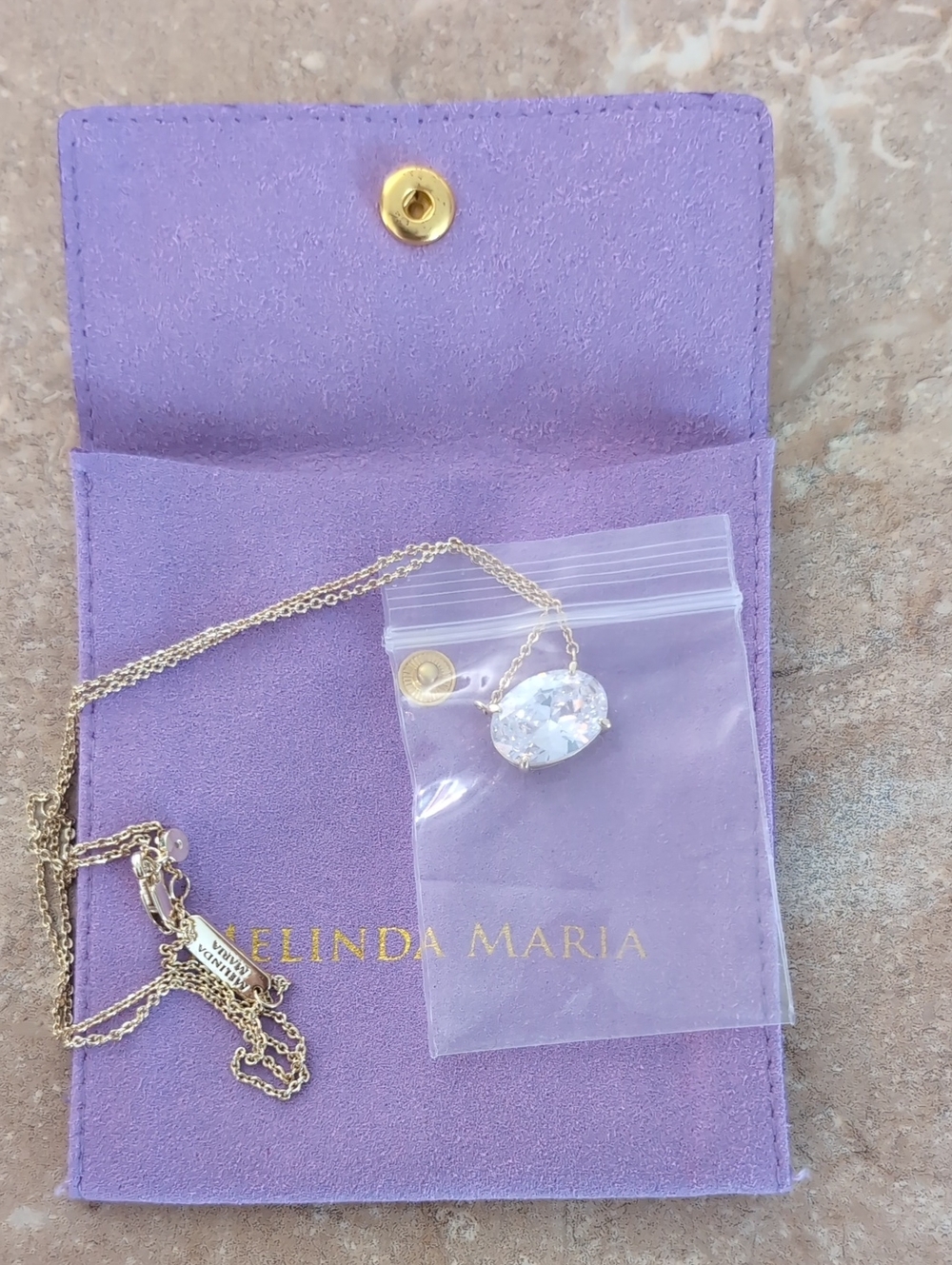NWT Melinda Maria "Hello Gorgeous!" Necklace GOLD